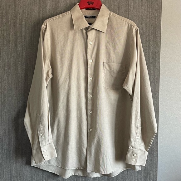 Van Heusen Tan Dress Shirt - Royal Oxford - Size 17 34|35  XL - Picture 1 of 12